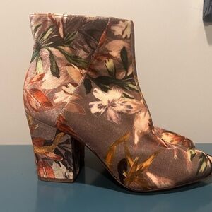 Nine West Floral Velvet Ankle Booties